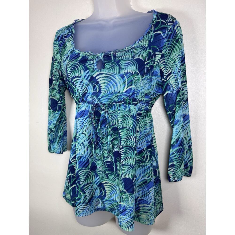 VTG Axcess By Liz Claiborne Blouse Babydoll Top Milkmaid Y2K Mesh Lettuce Hem M